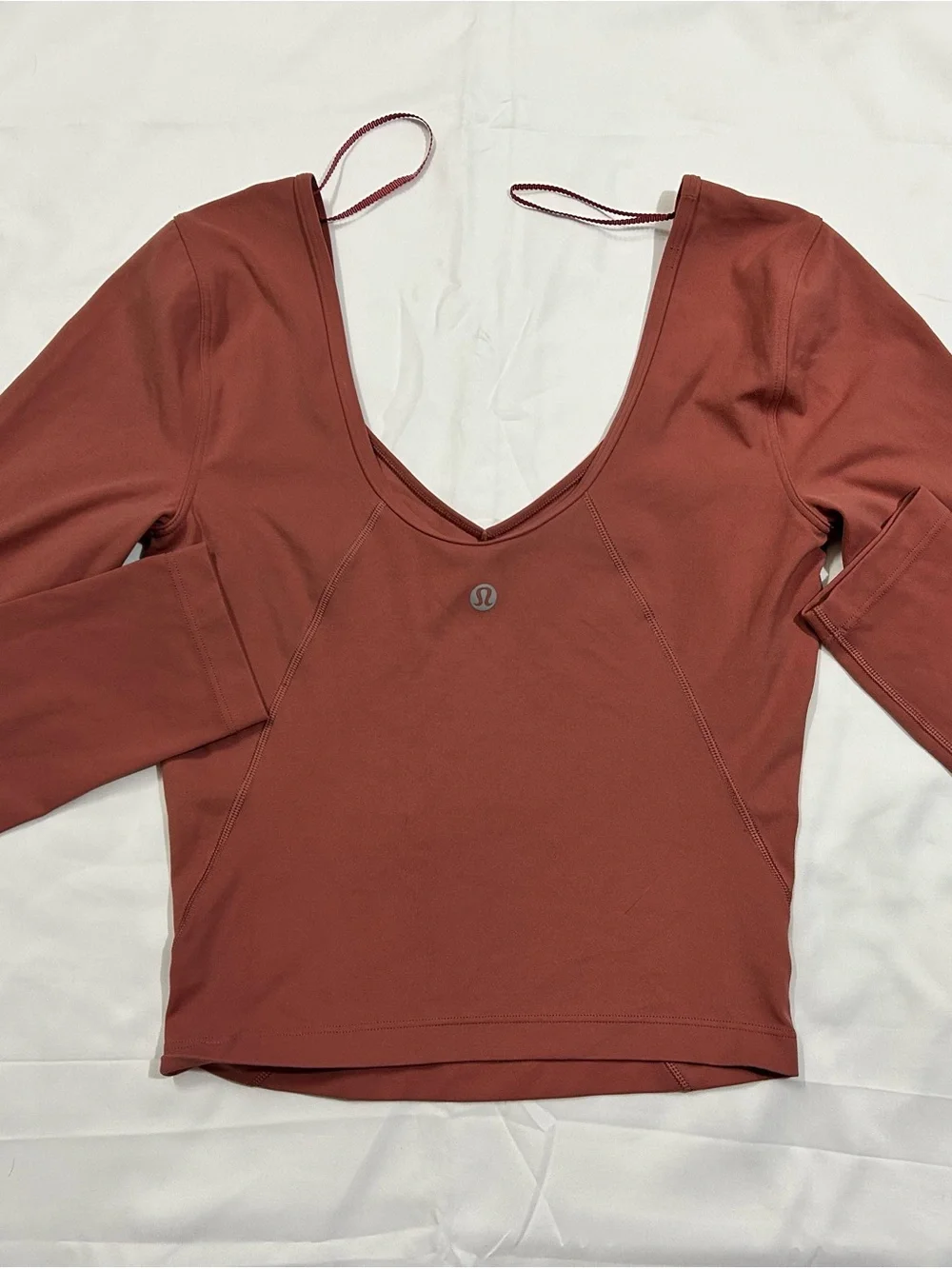 lululemon athletica Long Sleeve V-Neck Top in Rust Red